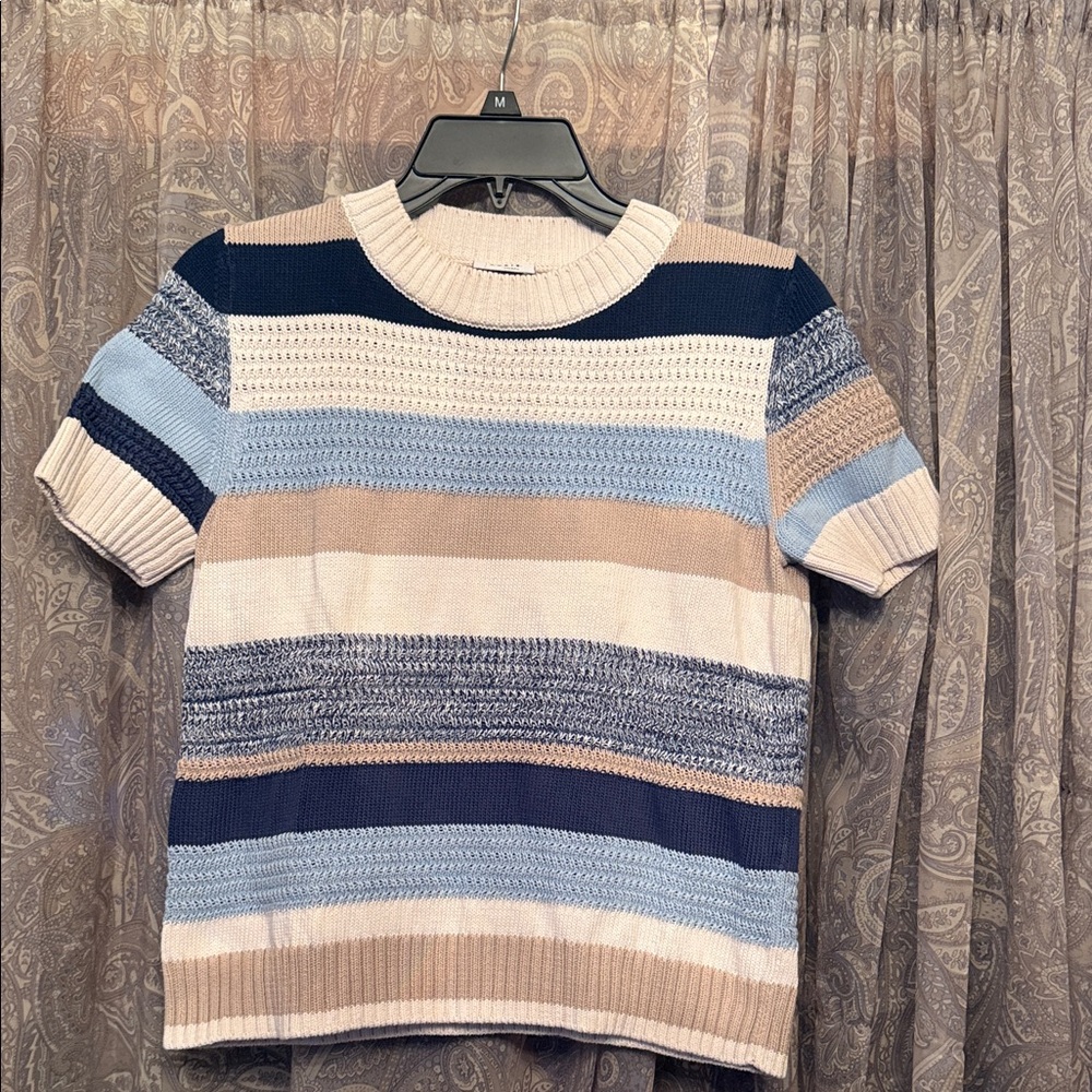 Akris Punto Striped Knit Top - Blue, Tan, Cream